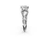 White gold Pear Solitaire Filigree Engagement Ring with Halo and Prong Setting_88