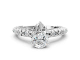 White gold Pear Solitaire Floral Milgrain Engagement Ring_31
