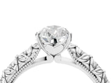 White gold Pear Solitaire Floral Milgrain Engagement Ring_36