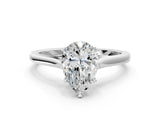 White gold Pear Solitaire Heart Prong Engagement Ring with Tapered Band_53