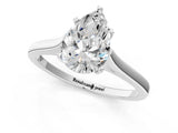 White gold Pear Solitaire Heart Prong Engagement Ring with Tapered Band_56