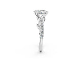 White gold Pear Solitaire Leaf-Inspired Diamond Ring with Pavé Band and Four-Prong Setting_5