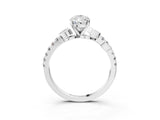 White gold Pear Solitaire Leaf-Inspired Diamond Ring with Pavé Band and Four-Prong Setting_6