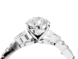 White gold Pear Solitaire Leaf-Inspired Diamond Ring with Pavé Band and Four-Prong Setting_7