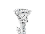 White gold Pear Solitaire Leaf-Inspired Diamond Ring with Pavé Band and Four-Prong Setting_8