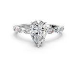 White gold Pear Solitaire Marquise Side Stone Prong Setting Ring_69