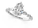 White gold Pear Solitaire Marquise Side Stone Prong Setting Ring_70
