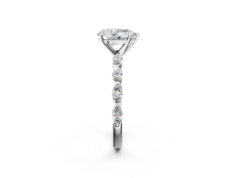 White gold Pear Solitaire Marquise Side Stone Prong Setting Ring_73