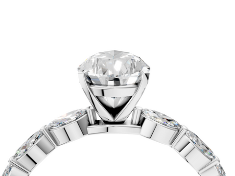 White gold Pear Solitaire Marquise Side Stone Prong Setting Ring_75