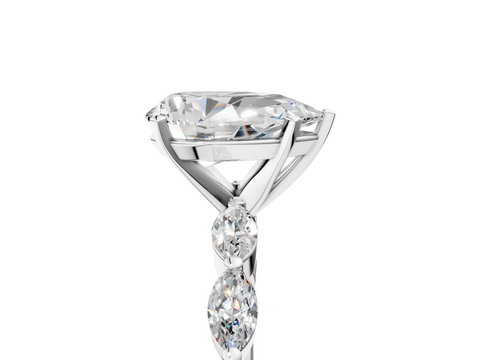 White gold Pear Solitaire Marquise Side Stone Prong Setting Ring_76