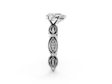 White gold Pear Solitaire Milgrain Diamond Engagement Ring with Bezel and Marquise Band_169