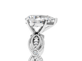 White gold Pear Solitaire Milgrain Diamond Engagement Ring with Bezel and Marquise Band_171