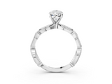 White gold Pear Solitaire Milgrain Diamond Engagement Ring with Bezel and Marquise Band_174