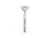 White gold Pear Solitaire Milgrain Engraved Band with Four-Prong Setting_6