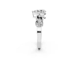 White gold Pear Solitaire Milgrain Leaf Band with Prong Setting_5