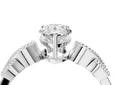 White gold Pear Solitaire Milgrain Leaf Band with Prong Setting_7
