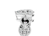 White gold Pear Solitaire Milgrain Leaf Band with Prong Setting_8
