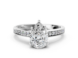 White gold Pear Solitaire Pavé Band Prong Setting Ring_20