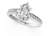 White gold Pear Solitaire Pavé Band Prong Setting Ring_21