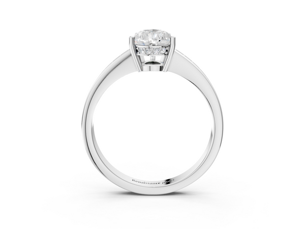 White gold Pear Solitaire Pavé Band Prong Setting Ring