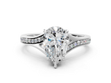 White gold Pear Solitaire Pavé Band with Four-Prong Setting_108