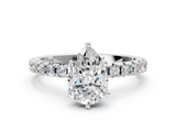 White gold Pear Solitaire Pavé Band with Four-Prong Setting_173