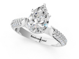 White gold Pear Solitaire Pavé Diamond Engagement Ring with Four-Prong Setting_153