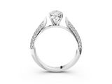 White gold Pear Solitaire Pavé Diamond Engagement Ring with Four-Prong Setting_155