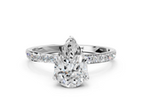 White gold Pear Solitaire Pavé Diamond Engagement Ring with Four-Prong Setting_45