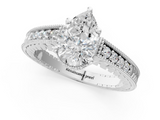 White gold Pear Solitaire Pavé Diamond Milgrain Engagement Ring with Four-Prong Setting_22