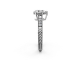 White gold Pear Solitaire Pavé Diamond Milgrain Engagement Ring with Four-Prong Setting_23