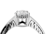 White gold Pear Solitaire Pavé Diamond Milgrain Engagement Ring with Four-Prong Setting_25