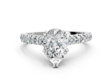 White gold Pear Solitaire Pave Diamond Engagement Ring with Prong Setting_55