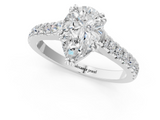 White gold Pear Solitaire Pave Diamond Engagement Ring with Prong Setting_56