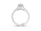 White gold Pear Solitaire Pave Diamond Engagement Ring with Prong Setting_58
