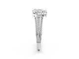 White gold Pear Solitaire Pave Split Shank Ring with Four-Prong Setting_143