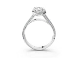 White gold Pear Solitaire Pave Split Shank Ring with Four-Prong Setting_144