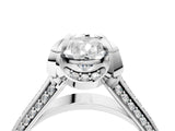 White gold Pear Solitaire Pave Split Shank Ring with Four-Prong Setting_145