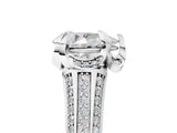 White gold Pear Solitaire Pave Split Shank Ring with Four-Prong Setting_146