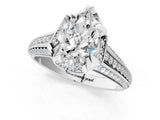 White gold Pear Solitaire Pave Split Shank Ring with Four-Prong Setting_154