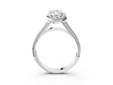 White gold Pear Solitaire Pave Split Shank Ring with Four-Prong Setting_156