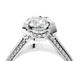 White gold Pear Solitaire Pave Split Shank Ring with Four-Prong Setting_167