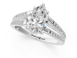 White gold Pear Solitaire Split Shank Pavé Diamond Engagement Ring_296