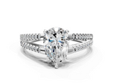 White gold Pear Solitaire Split Shank Pavé Diamond Engagement Ring_298