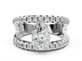 White gold Pear Solitaire Split Shank Pave Diamond Ring_48