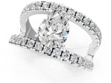 White gold Pear Solitaire Split Shank Pave Diamond Ring_50