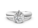 White gold Pear Solitaire Tension Set Diamond Ring with Wide Band_37