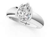 White gold Pear Solitaire Tension Set Diamond Ring with Wide Band_38