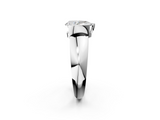 White gold Pear Solitaire Tension Set Diamond Ring with Wide Band_39