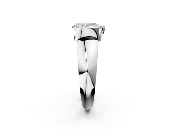 White gold Pear Solitaire Tension Set Diamond Ring with Wide Band